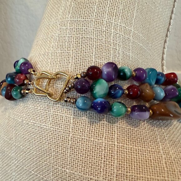 Multi-Color 3 Strand Acrylic Necklace - Picture 2 of 6